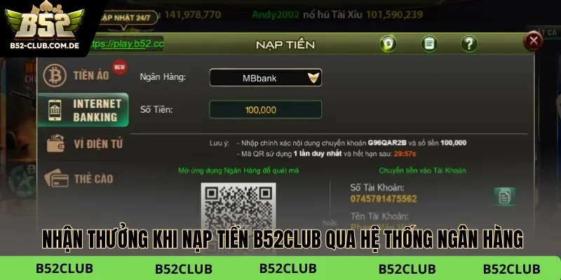 Hội viên nhận vô vàn ưu đãi lớn khi thực hiện nạp tiền thành công.