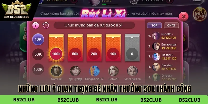 Lưu ý trong quá trình đăng ký B52club nhận 50k