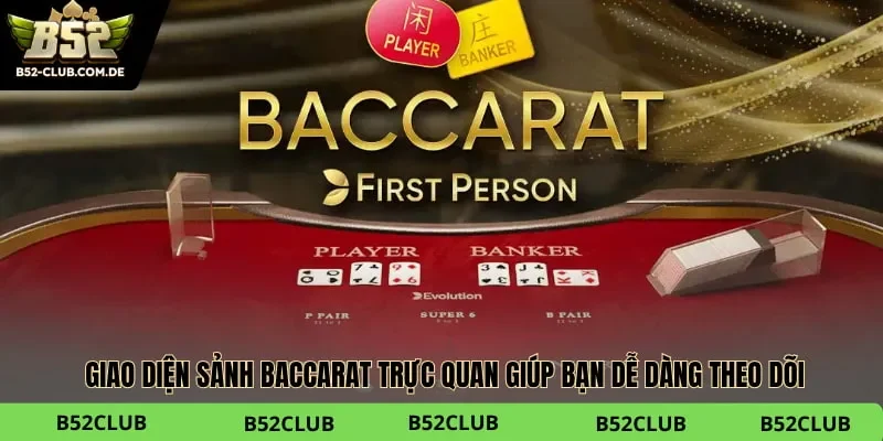 Giao diện sảnh Baccarat trực quan giúp bạn dễ dàng theo dõi dải điểm và đặt cược nhanh chóng.